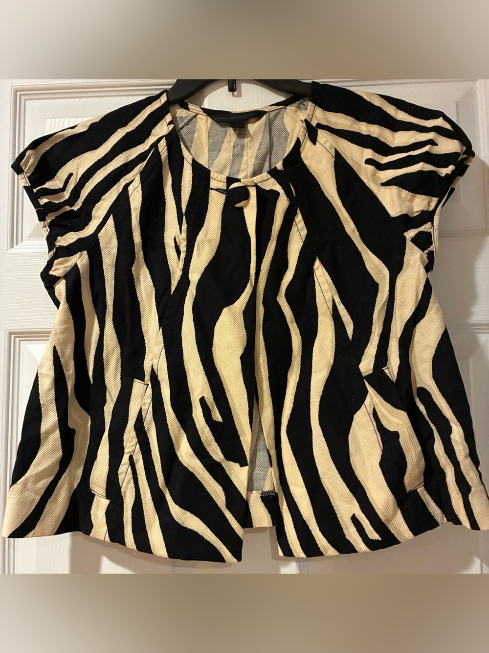 Express Black and Cream Zebra-Print Bolero jacket medium